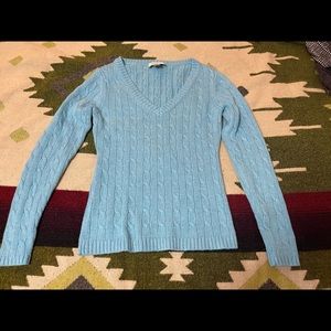 Loft sky blue V-neck fitted sweater. XXSP. EUC